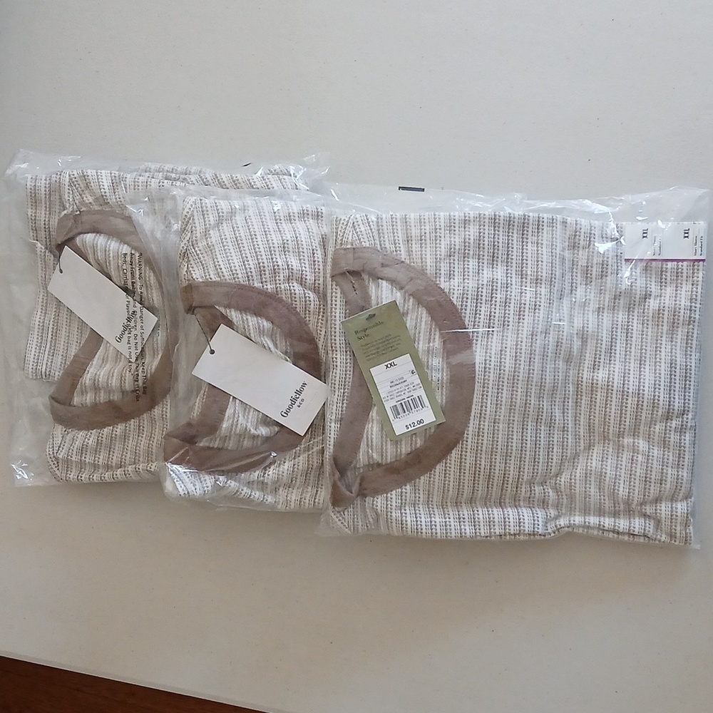 Goodfellow, Brown And White Striped Tee, Set Of 3, Size XXL
